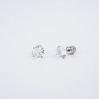 Amada - Silver Cubic Zirconia Stud Earrings Women