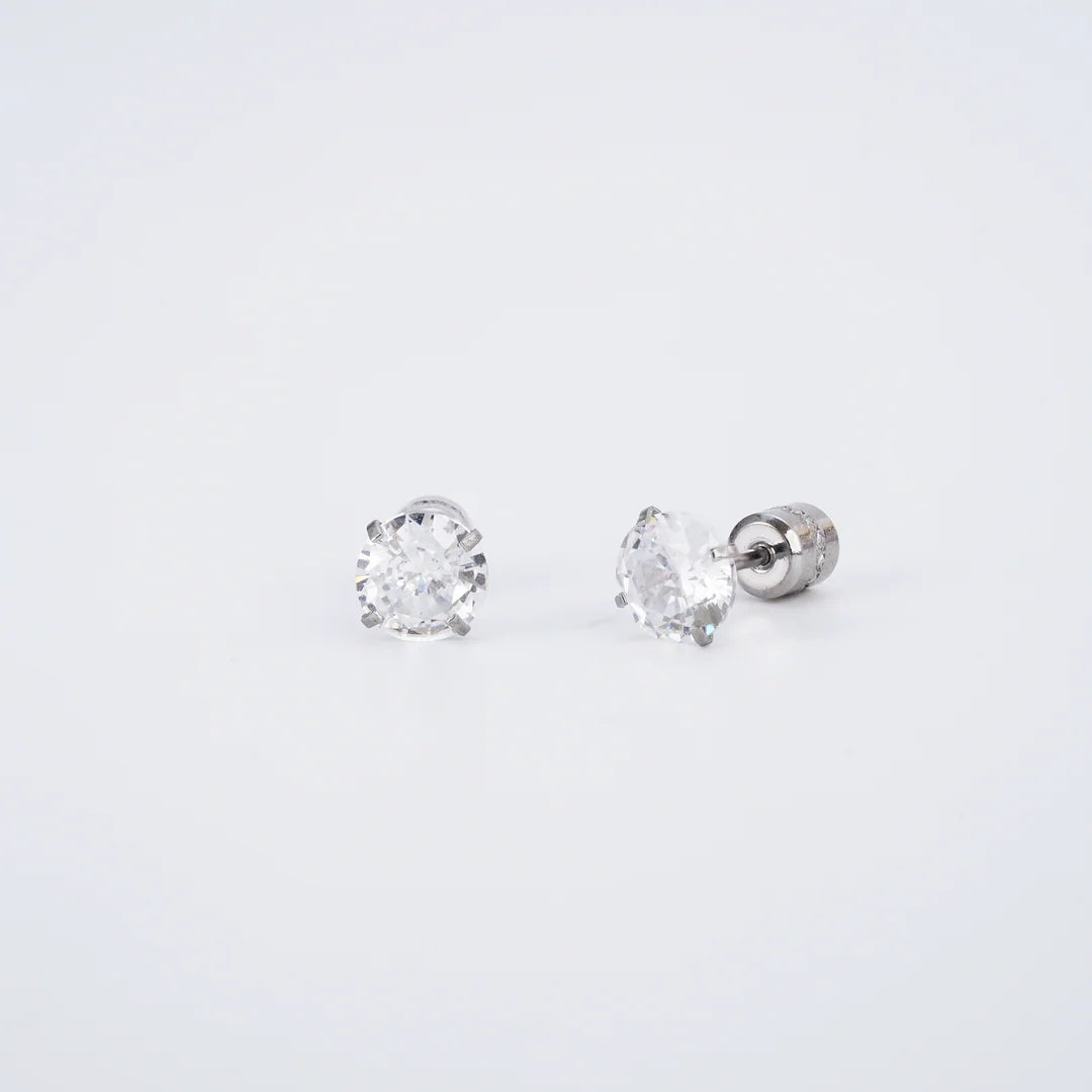Amada - Silver Cubic Zirconia Stud Earrings Women