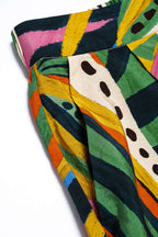 Adele - Leaves Contrast Print Wide Leg Pants Women