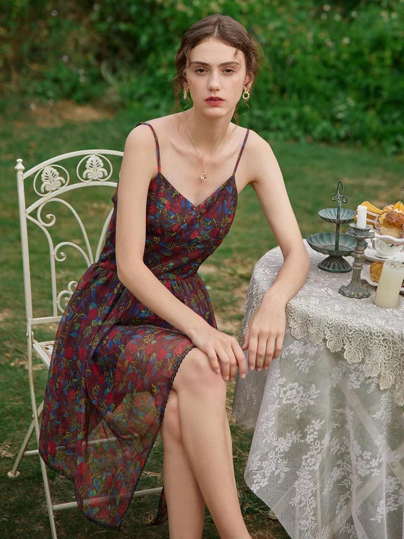 Caitlin - Floral Printed Slip Dress Elegant Style