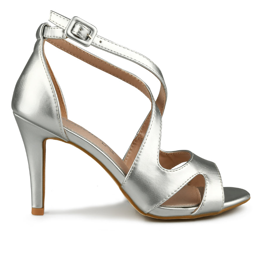 Aurora - Silver Open Toe Strappy Dress Sandal Women