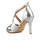 Aurora - Silver Open Toe Strappy Dress Sandal Women