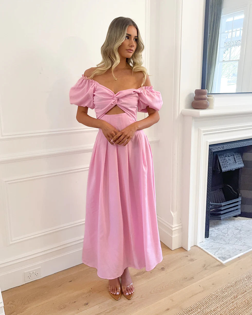 Holly - Powder Pink Elegant Maxi Dress for Women