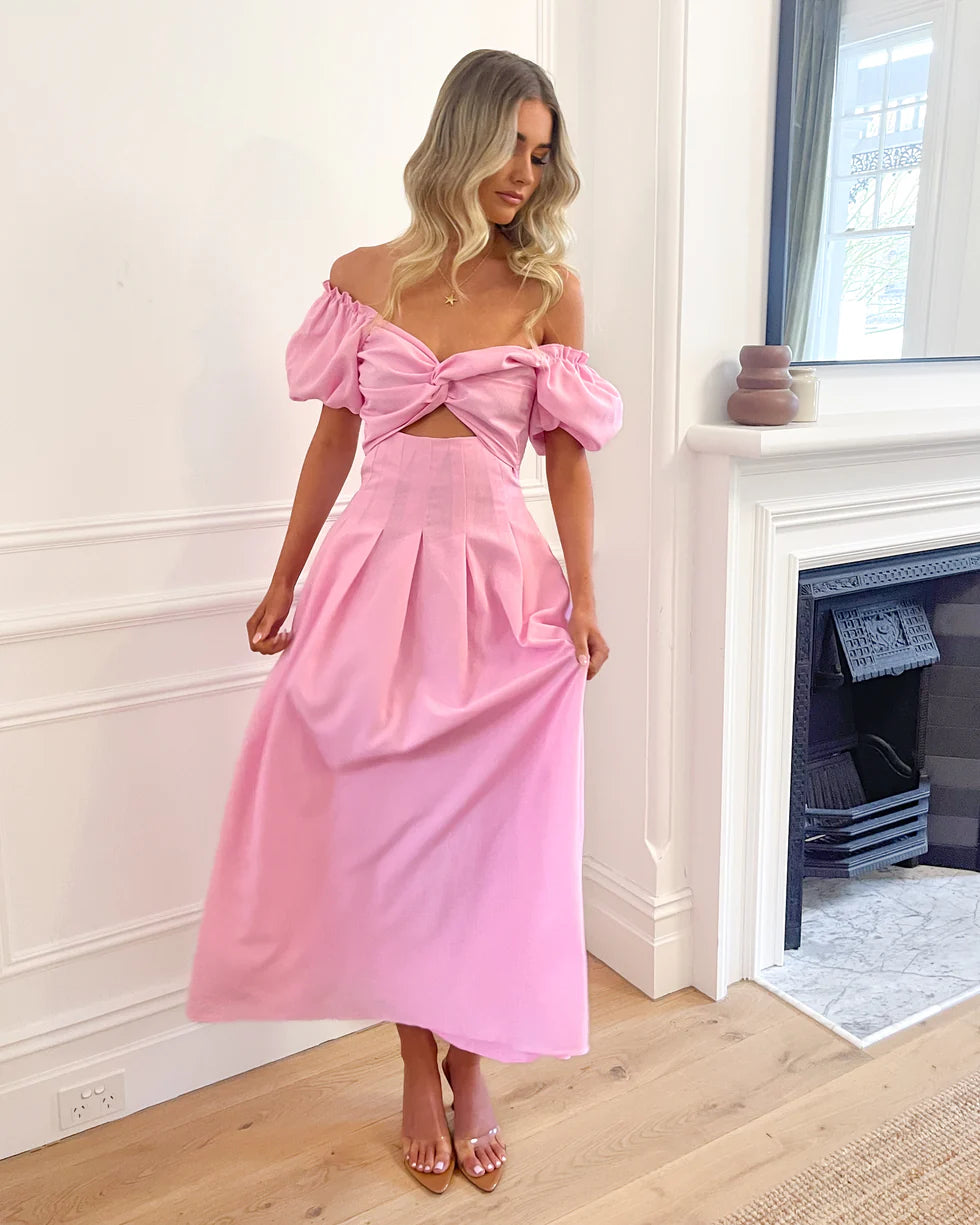 Holly - Powder Pink Elegant Maxi Dress for Women