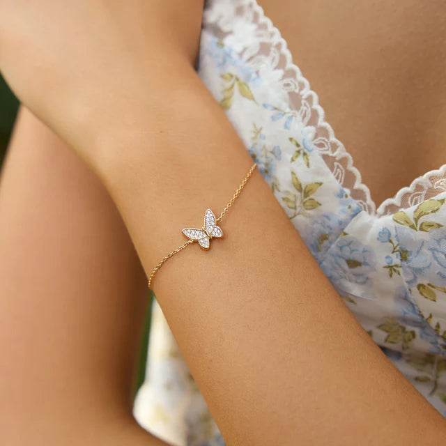 Alexia - Gold Butterfly Pave Bracelet for Women