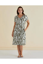 Zoe - Olive Geo Print Women’s Dress