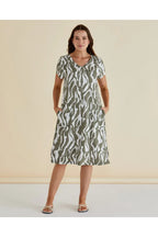 Zoe - Olive Geo Print Women’s Dress