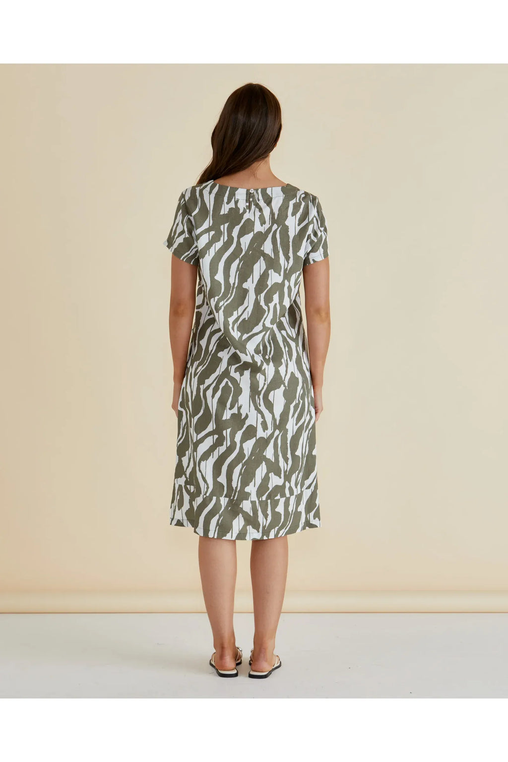 Zoe - Olive Geo Print Women’s Dress