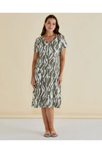 Zoe - Olive Geo Print Women’s Dress