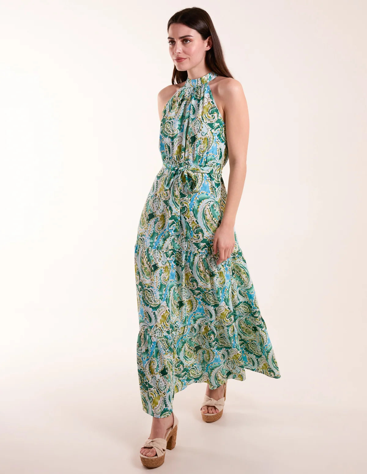 Luna - Halter Neck Paisley Maxi Dress