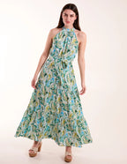 Luna - Halter Neck Paisley Maxi Dress