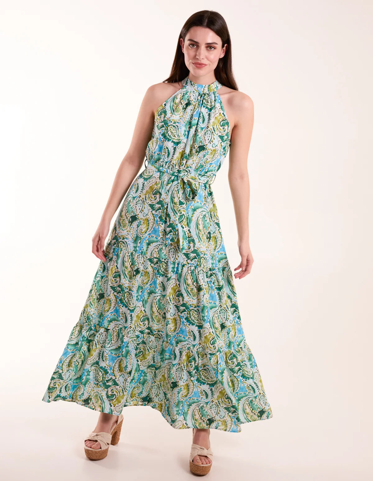 Luna - Halter Neck Paisley Maxi Dress