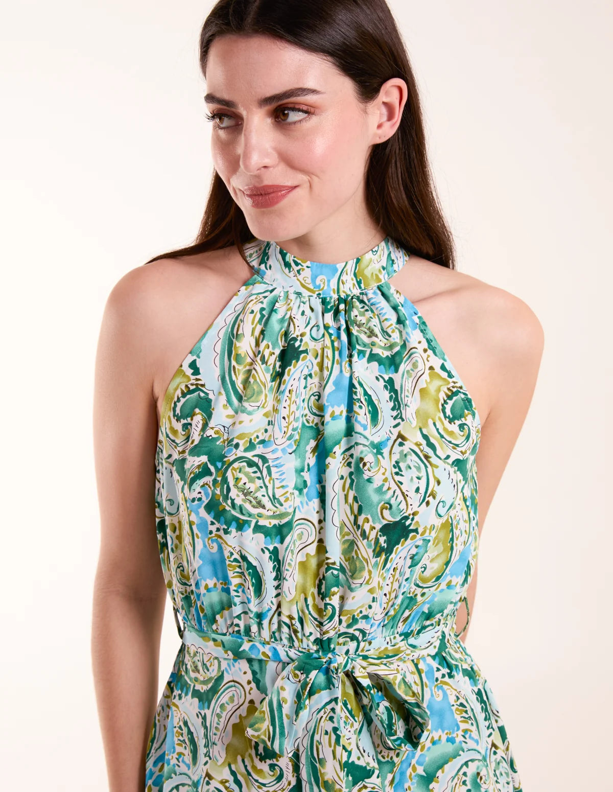 Luna - Halter Neck Paisley Maxi Dress