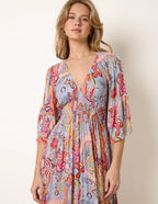 Audrey - Paisley Print V Neck Maxi Dress