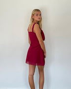 Amber - Burgundy Bow Detail Mini Dress Women