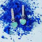 Aliza - Cubic Zirconia Enamel Heart Drop Earrings Silver