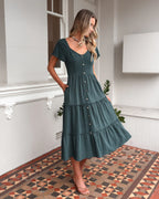 Alana - Celie Deep Green Midi Dress Women