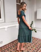 Alana - Celie Deep Green Midi Dress Women