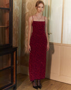 Bella - Red Floral Cami Maxi Dress Women