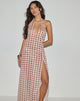 Bonnie - Blurred Check Elegant Maxi Dress