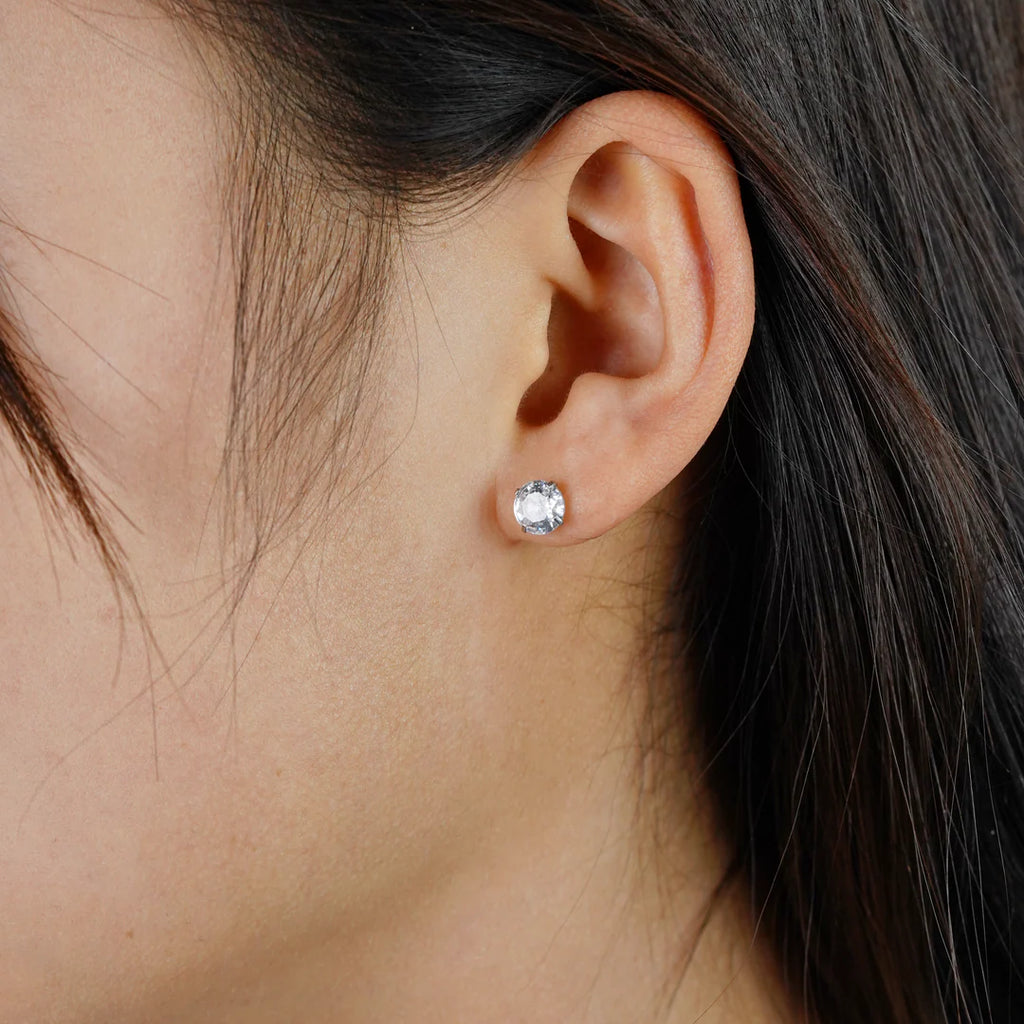 Amada - Silver Cubic Zirconia Stud Earrings Women