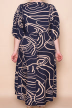 Asha - Navy Elegant Midi Dress Women