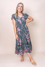 Annora - Forest Green Elegant Midi Dress Women