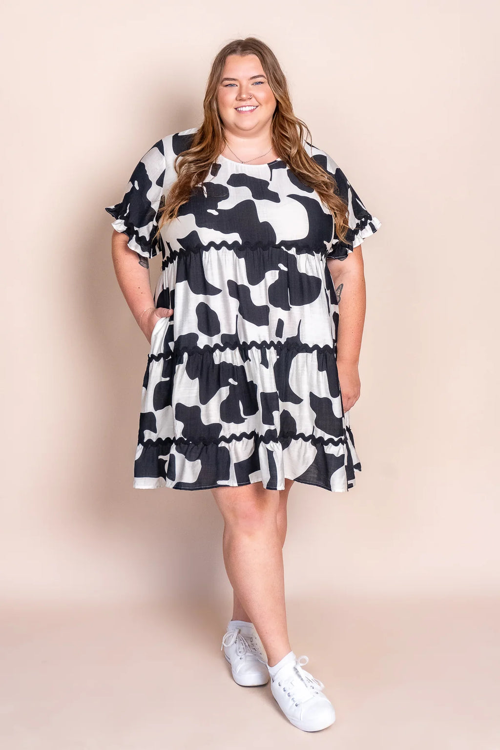 Alma - Catherine Abstract Ivory Midi Dress