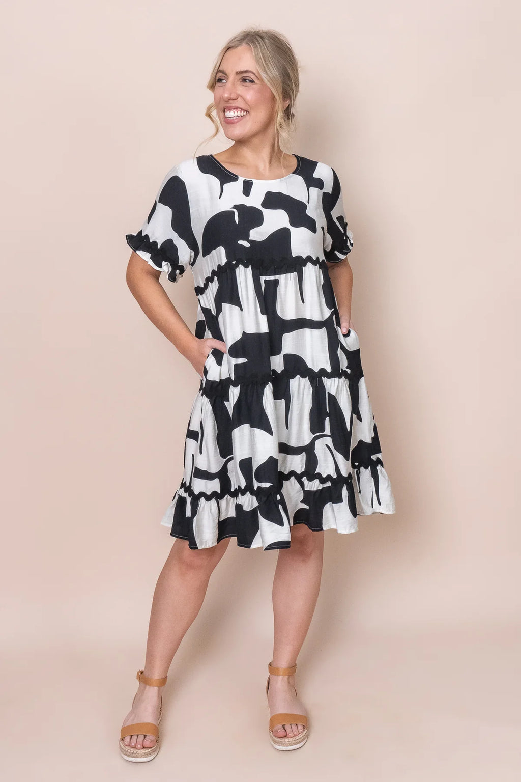 Alma - Catherine Abstract Ivory Midi Dress