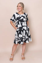 Alma - Catherine Abstract Ivory Midi Dress