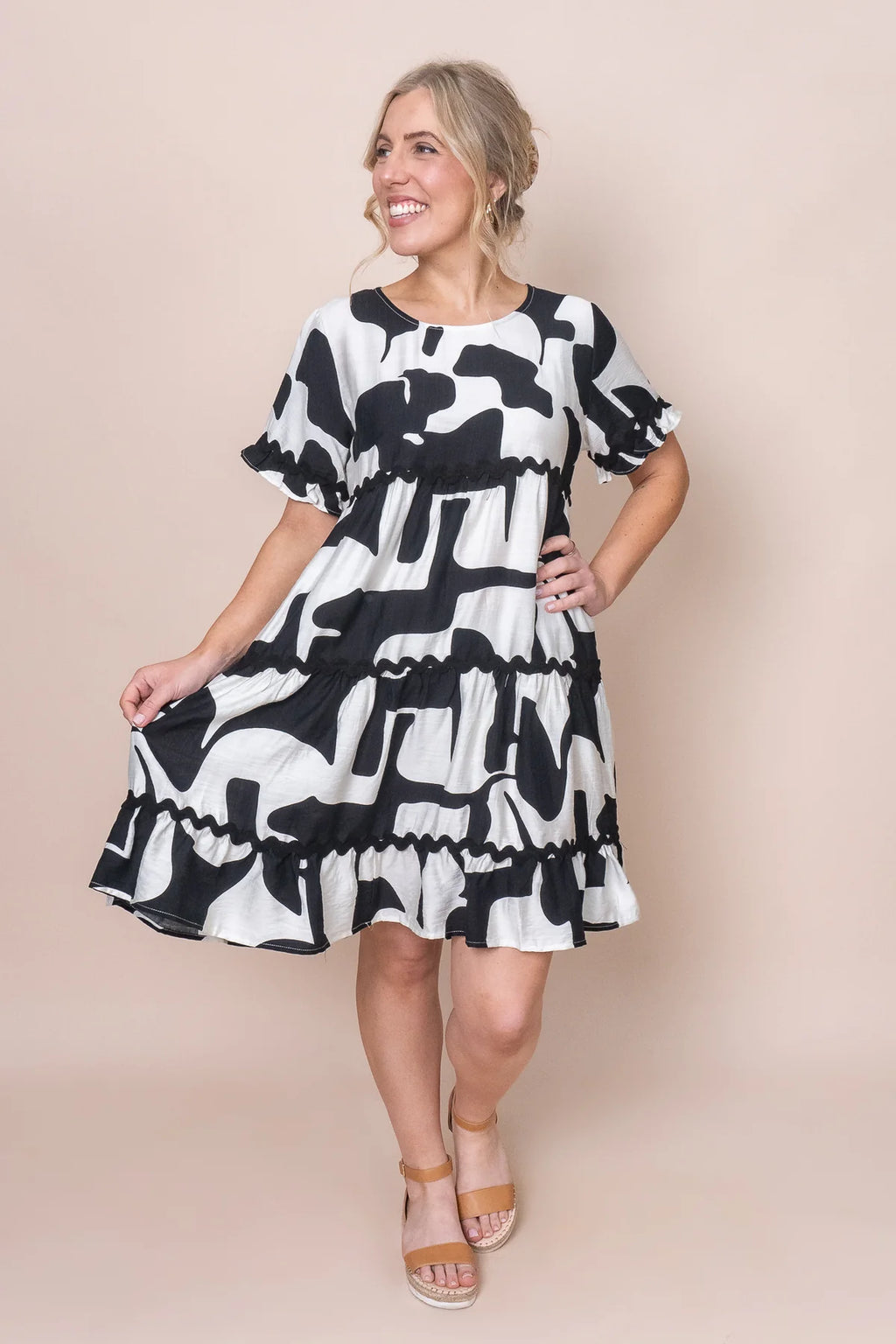 Alma - Catherine Abstract Ivory Midi Dress