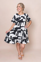 Alma - Catherine Abstract Ivory Midi Dress