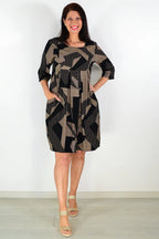 Wendy - Black Mocha Elegant Tunic Dress for Women