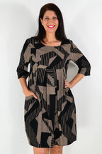 Wendy - Black Mocha Elegant Tunic Dress for Women