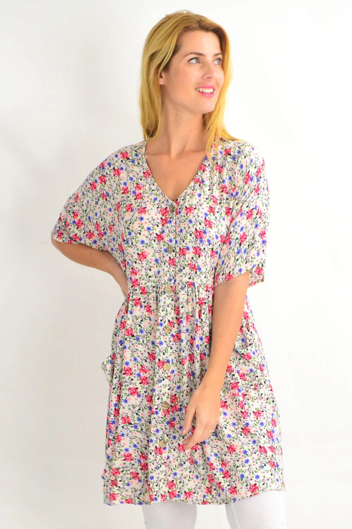 Harper - Cream Button Pocket Tunic Dress Style