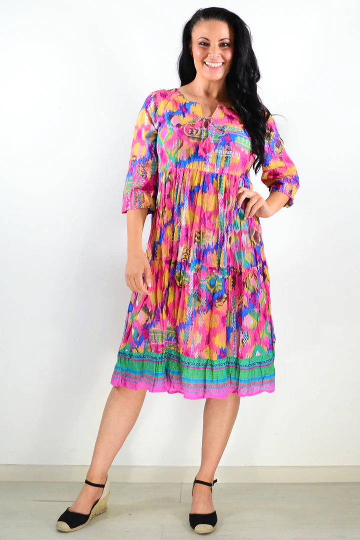 Grace - Tie Neck Tunic Dress Elegant Style