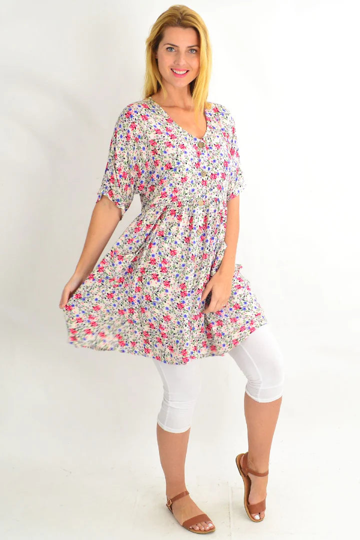Harper - Cream Button Pocket Tunic Dress Style