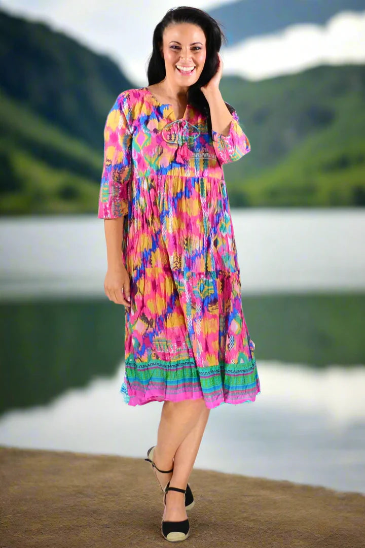 Grace - Tie Neck Tunic Dress Elegant Style