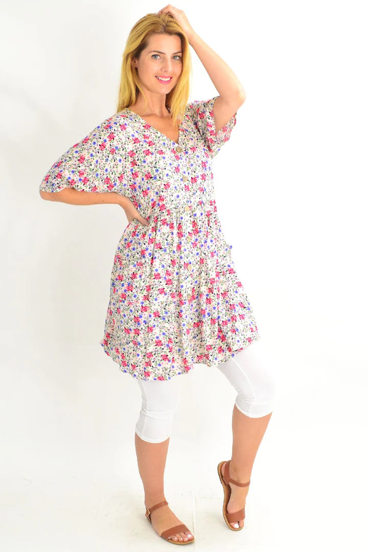 Harper - Cream Button Pocket Tunic Dress Style