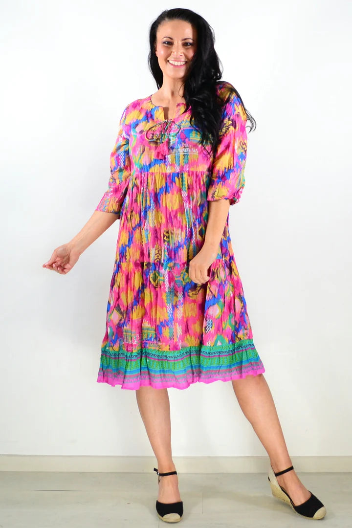 Grace - Tie Neck Tunic Dress Elegant Style