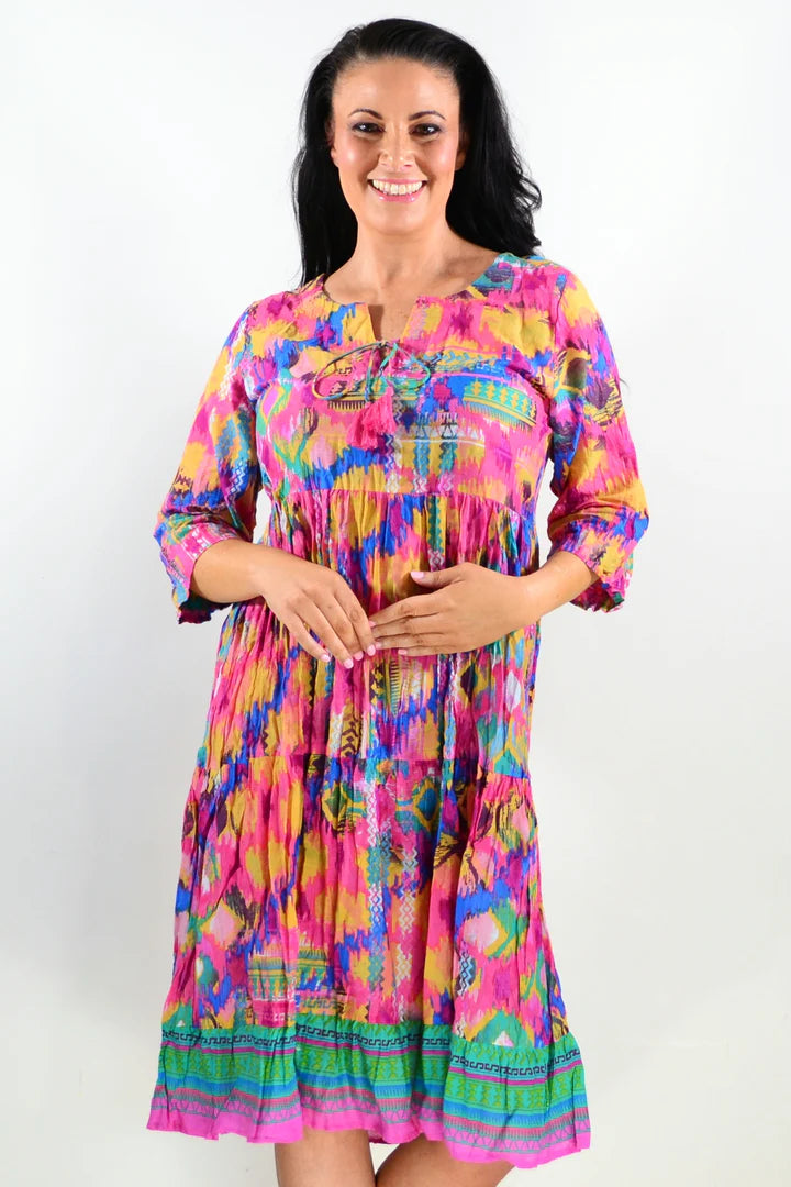 Grace - Tie Neck Tunic Dress Elegant Style