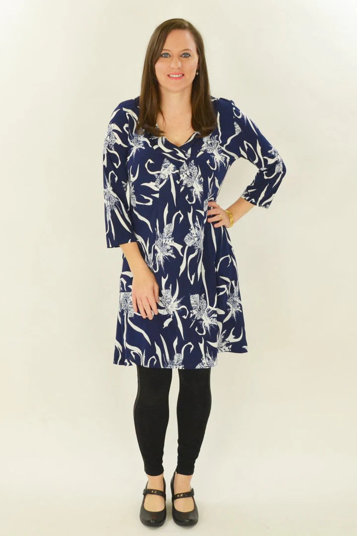 Ava - Navy Womens Dress Elegant Everyday Style