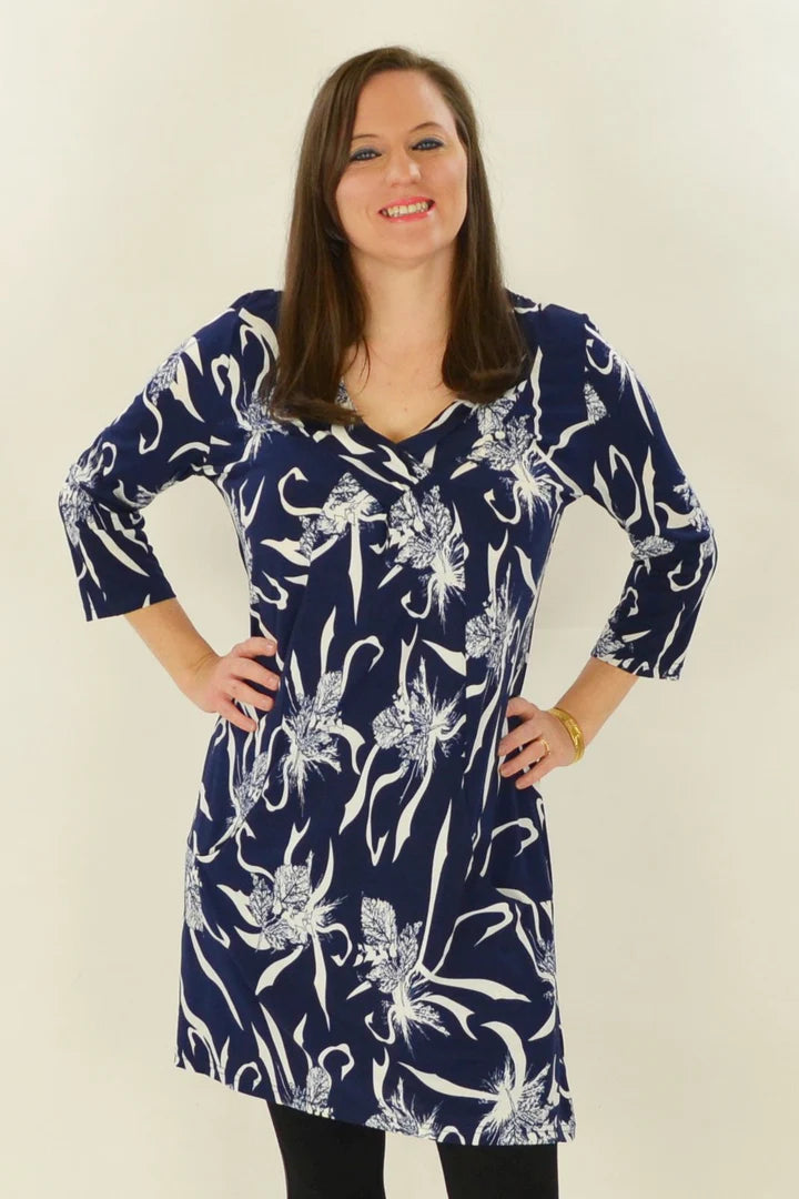 Ava - Navy Womens Dress Elegant Everyday Style