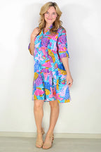 Pamela - V Neck Button Layer Tunic Dress