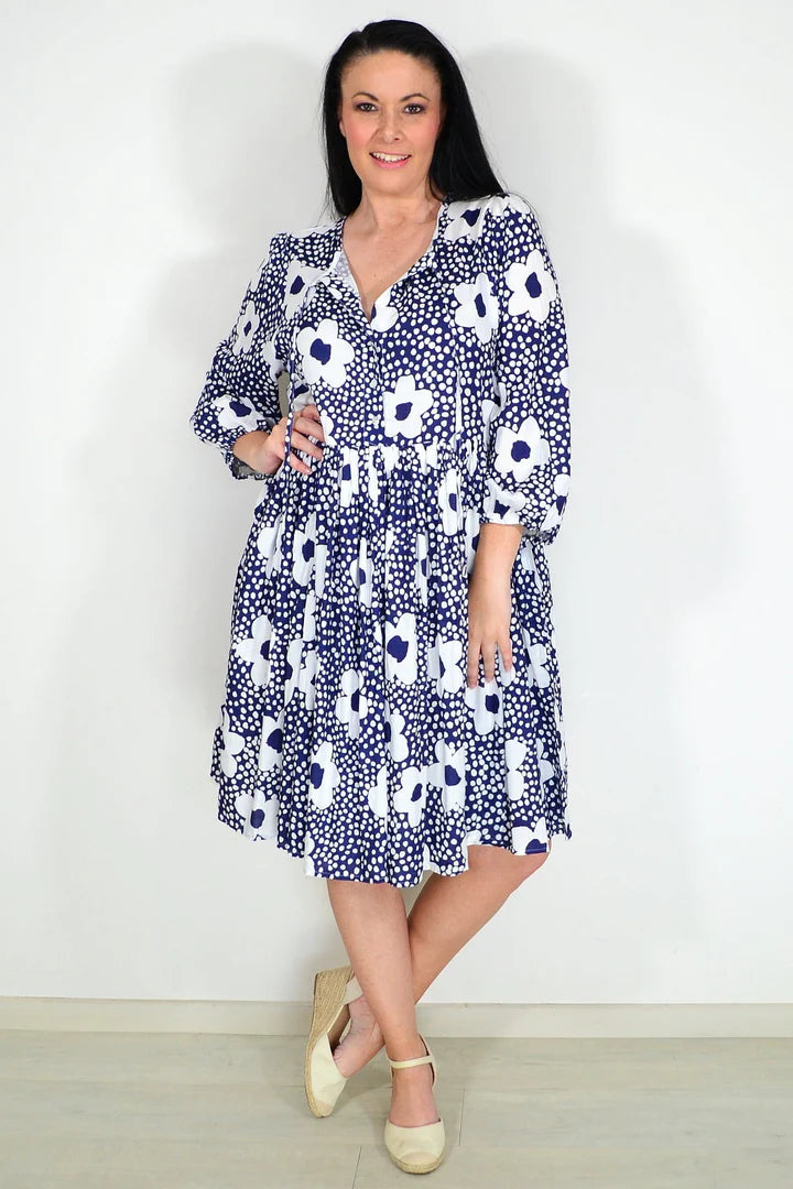Sophie - Floral Dot Print Tunic Dress Style
