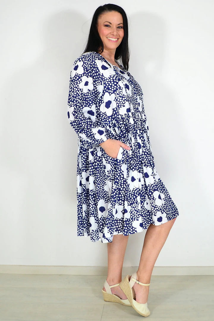 Sophie - Floral Dot Print Tunic Dress Style