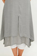 Isla - Grey Overlay Tunic Dress Elegant Style