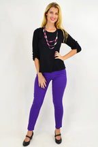 Mia - Classic Purple Pencil Leg Womens Pants