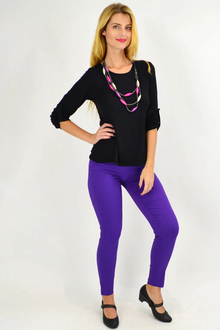 Mia - Classic Purple Pencil Leg Womens Pants