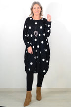 Donna - White Spots Cocoon Fleece Tunic Dress Women